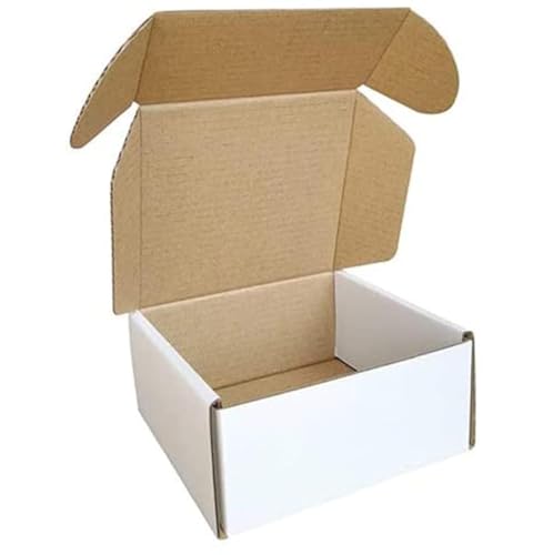 50 Pack 10x10x5cm (4x4x2'') Small Corrugated Cardboard Postal Boxes White for Shipping Mailing Packaging Royal Mail Small Parcel