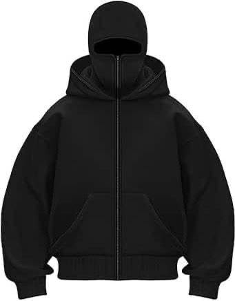 Balaclava Zipper Hoodie for Men 350 GSM Heavyweight Ninja Hoodies for Men-picture-43