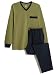 Produktbild HAASIS Bodywear, Herren Pyjama, mit V-Hals, Hose lang mit Seitentaschen, Single Jersey, Reine Bio Baumwolle, Gummibund, GOTS Zertifiziert, Made in Europe, Größe:2XL, Farbe:Navy/Olive