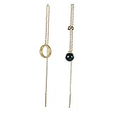 Pendiente plateado con línea de oreja de ámbar, pendiente asimétrico para mujer, regalo de joyería para el día de San Valentín y cumpleaños
