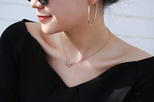 Ascona Rose Gold Butterfly Necklaces For Women Girls Dainty Butterfly Pendant Chain Necklaces Jewelry Gift On Birthday Christmas Mother’s Day Valentines Day Gifts For Her #TOP2