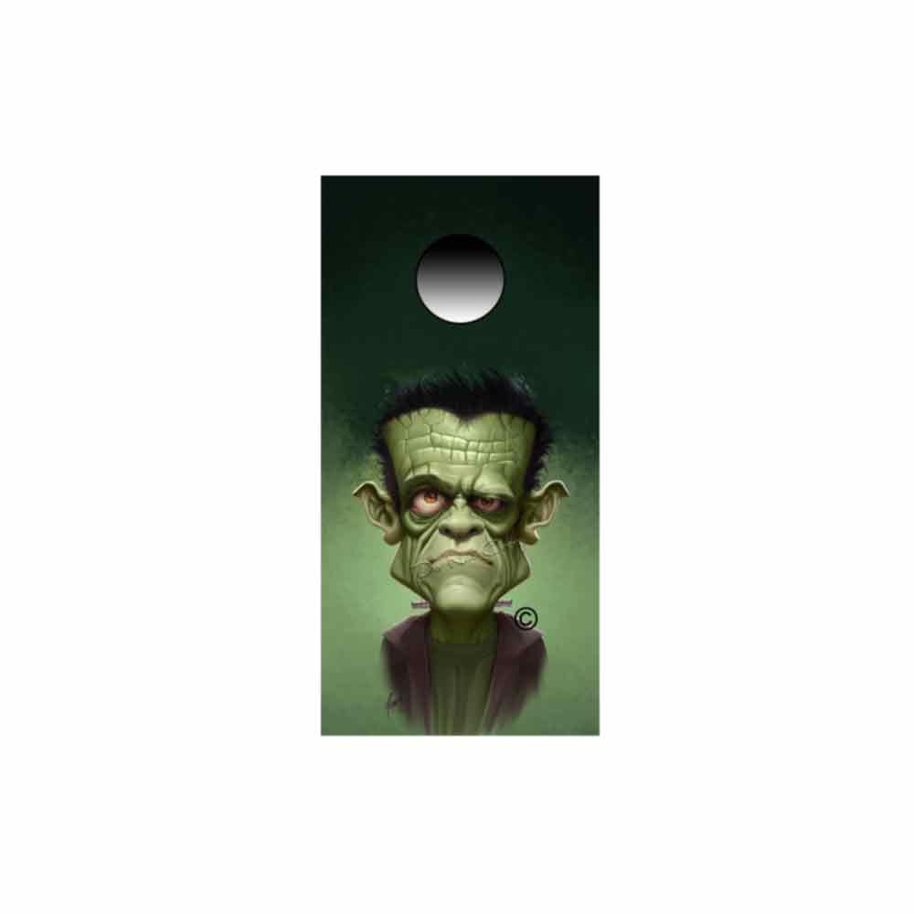 Frankenstein and Lily Portrait Cornhole Wraps Kustom Franky and Lily Low Brow Art