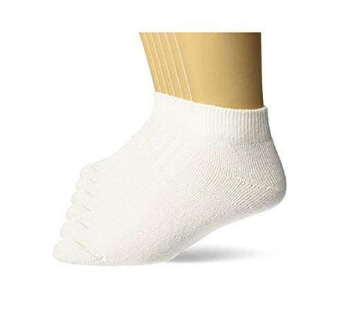 Top Flite Men's Sport Cotton Rib Cushion Quarter Socks 6 Pair Pack, White, Large