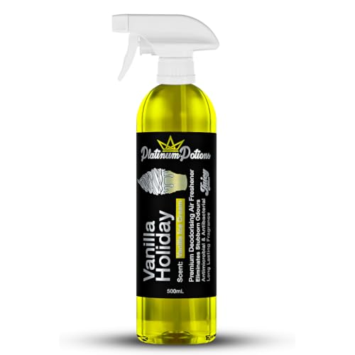 Image of Water-Based Car Air Freshener Spray | Luxury Automotive Deodorizer | Mold-Resistant Formula | Eliminates Odors and Refreshes Vehicle Interior | 17 fl oz | Vanilla Holiday