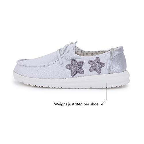 Image of Hey Dude Girls Wendy Youth MOC Toe Shoes, Star Silver, 5 AU