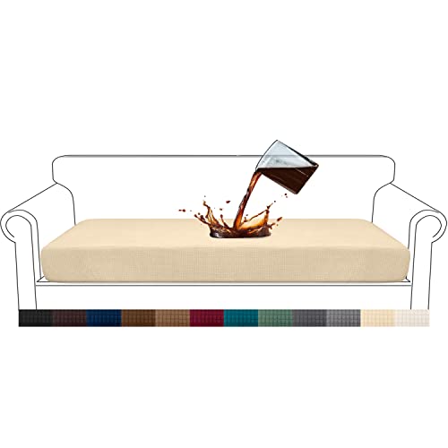 Granbest Premium Water-Repellent Sofa Seat Cushion Covers High Stretch Jacquard Fabric Couch Seat Slipcover Protector for 4 seater sofa (4 seater, Beige)