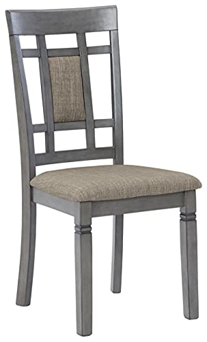 Image of Signature Design by Ashley Jayemyer Dining Table Set for 6 with Chairs, 7-Piece Configuration, Wood Construction with Cushioned Seats for Mid-Sized Kitchen and Dining Room Spaces, Charcoal Gray