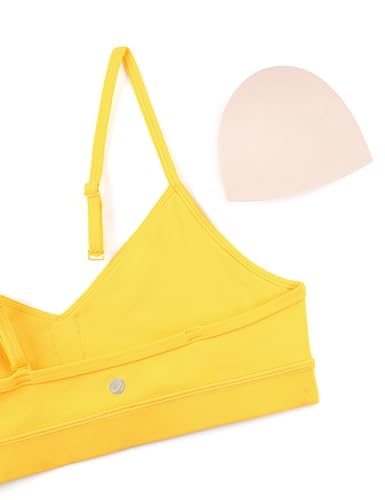 Image of CRZ YOGA Butterluxe V Neck Sports Bras | Light Support, Removable Pads, Yoga, Extremely Soft, Square Back, Adjustable Spaghetti Straps, for Women