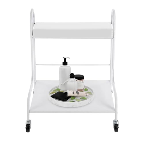 RustyVioum Beauty Salon Nail Foot Bath Spa Portable Trolley Cart White Floor Standing Manicure Foot Rest with 4 Universal Wheels Trolley for Foot Bath Salon Supplies