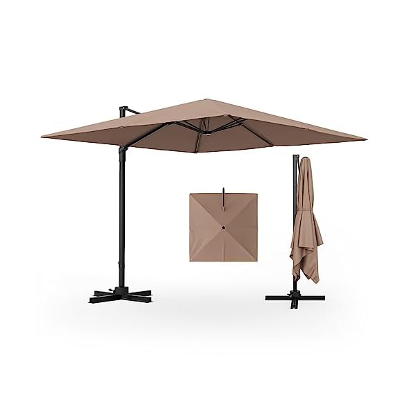 Tangkula 95 ft cantilever patio umbrella outdoor square offset umbrella with 360rotation heavy duty patio hanging umbrella with cross base for garden deck pool backyard  urban country home decor