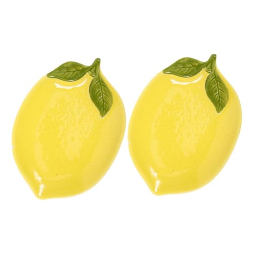 LIGIGWASH 2 piezas Platos Aperitivo Cerámicos Forma de Limón Diseño Pulido y Duradero para Postres Frutas y Carnes Uso Hogar y Hostelería