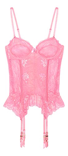Savage x Fenty Womans Regular Living in the Clouds Iridescent Lace Corset, ROSE VIOLET PINK, L