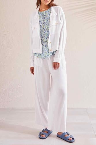 Tribal Women's Paperbag Pull on Wide Crop Pants W/Pkts & Drawcord2