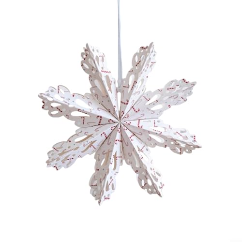 Lawnoval Adorno colgante de estrella de Navidad de origami, farol de papel tallado para árbol de boda, fiesta, decoración de vacaciones (30 cm, blanco y rojo)