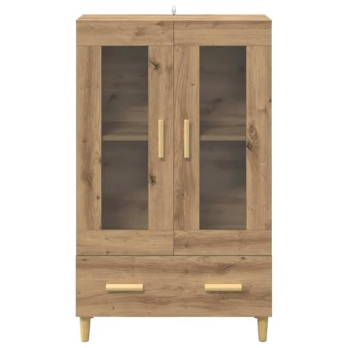 Vitrina de cristal y madera de roble Artisan de 70x31x115 cm con cajón inferior 7