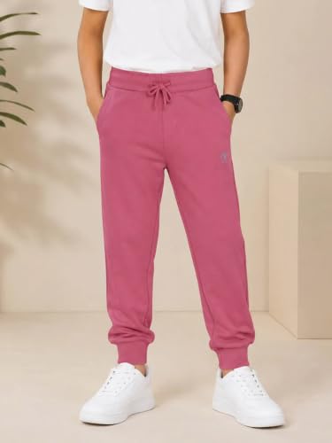Image of KiddoPanti 100% Cotton Track Pants for Boys & Girls | Soft Single Jersey Fabric | Elastic Waist with Drawcord | Full Length with Rib Hem & Pockets | Joggers and Lowers for Kids
