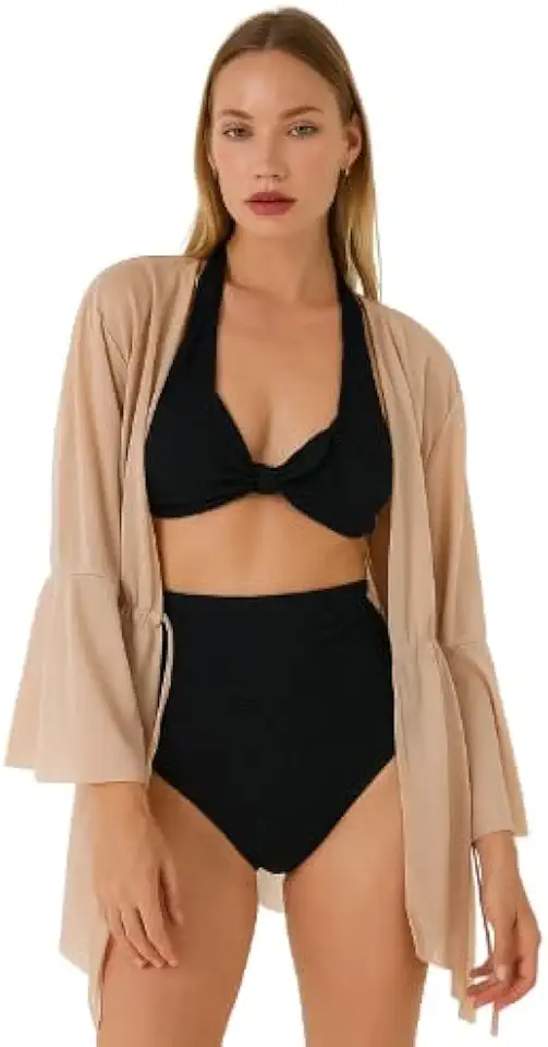 Saída de Praia estilo Kimono Tecido Leve de Fácil Absorção