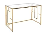 Vente unique Bureau en Verre trempé et Acier   Doré et Transparent   Clotilde