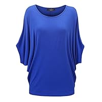 Made By Johnny Blusa feminina gola redonda meia manga morcego Dolman - Plus Size, Wt1073_royal_brite, P