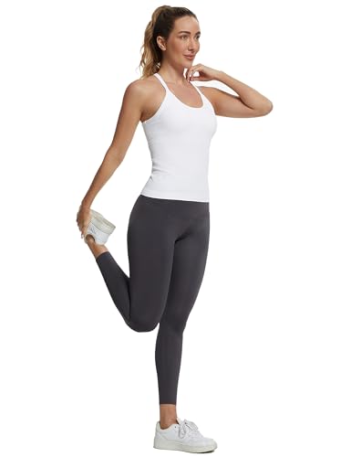 Image of MathCat Seamless Workout Tank Tops with Built in Bra,Racerback Athletic Tank Tops Ribbed Soft Yoga Shirts XS-XL
