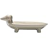 Creative Co-Op Elongated Ceramic Dachshund Dog Dish, Grey