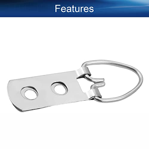 Image of 50mm x 13mm Double Holes D Ring Picture Hangers Hardware Assortment Kit, for Home Decoration Hanging Clock Paintings Artwork Creative Picture Frame Photo Hanging Solutions Silver Tone 10pcs