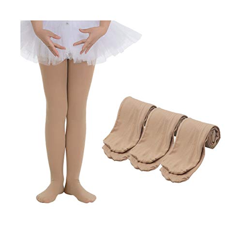 Ehdching Pack Of 3 Kids Girls Baby Soft Microfiber Tights Ballet Dance Velvet Stockings Pantyhose Tights(1-3T, Light Suntan) #TOP1