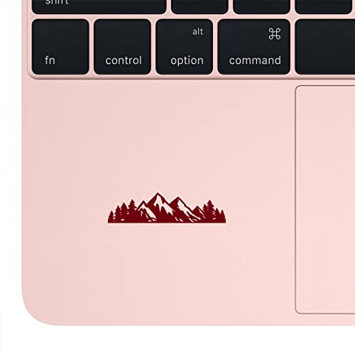 Image of Mountain Tree Forest Vinyl Decal for Car (Burgundy) (Set of 2) RV Camper Waterproof Small Mountain Car for Bumper Door Panel Car Decal Laptop Tuber Wall Window Phone Mug Accessory Decoration