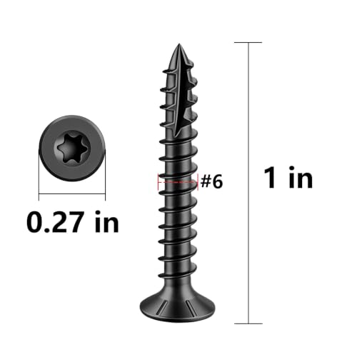 Image of Wensilon #6 * 1 inch Black Deck Screws, (pcs) 5 lbs Exterior Wood Screws, Rust Resistant Epoxy Coated,Star Bit.