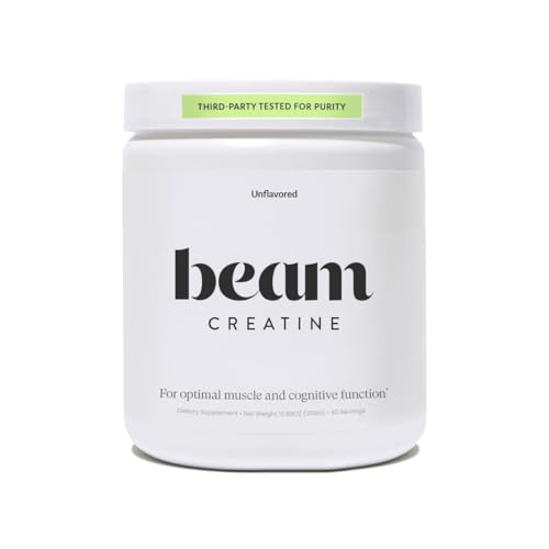 Image of BEAM Creatine Monohydrate Powder - 5g Micronized Creatine Monohydrate, Third Party Tested Creatine for Women & Men, Muscle Strength, Growth, Recovery & Cognitive Support, Unflavored, 60 Servings