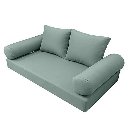 Prolinemax Style 1 - Mattress & Pillow Bolster Cushion for Outdoor Indoor Daybed Porch Swing Bed Knife Edge Twin Size AD002 | Covers ONLY |