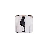 gugululu Creative Retro Embroidered Tie for Women, No-knot Shirt Ties Vintage Cat Statement Necktie for Niche Fashion Lover (Black Cat)
