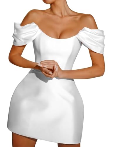 Wchecalino Short Wedding Dresses for Bride 2025 Simple Bridal Shower Dress Boho Mini Wedding Reception Gowns