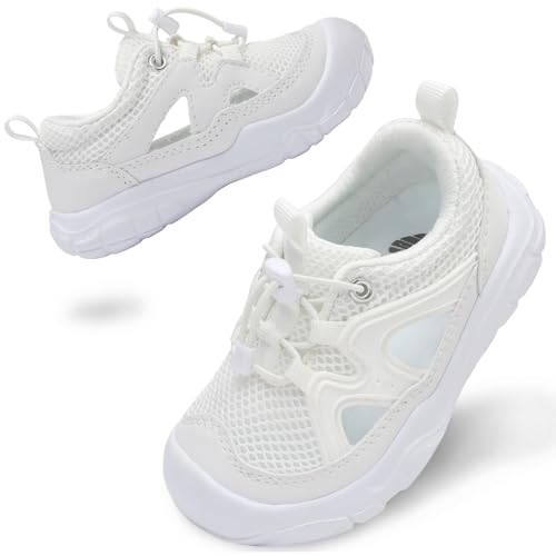 Image of BARERUN Toddler Sandals Boys Girls Wide Sandals Kids Water Sandal Shoes Lightweight Barefoot Summer Shoes for Beach Swim White Size 6 Toddler