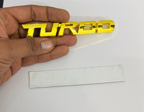 Image of Emblems for Car & Bike Metal Lo.go and Grill Me.tal Lo.go, Auto Accessories for Car Emblem 3D Badge Auto Racing Sport Sticker Grand Tourer Decal. (Golden Turbo Logo)