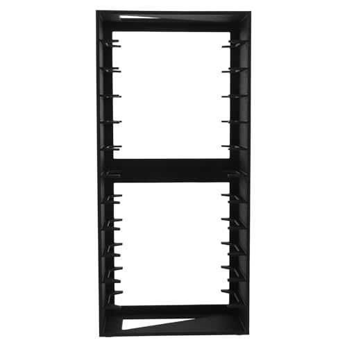 Amosfun Support de Rangement pour Cassettes en Plastique Noir Compartiments Multiples, Organisation Robuste et Facile à Nettoyer, pour Bureau ou Studio Moderne