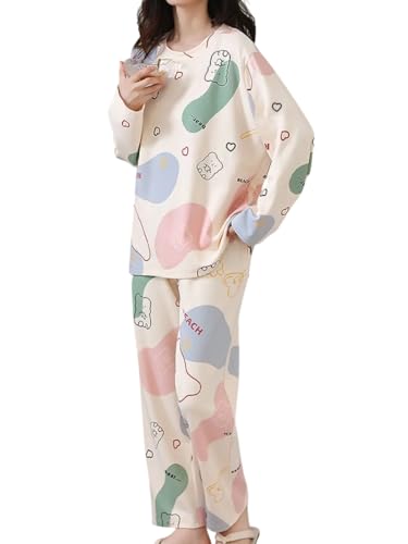 Image of Louis Luxe Womens Korean Night Dress || Full Pyjama Set || Korean Nightsuit || Women Nightwear ||Round Neck Full Sleeve Nightsuit || Loungewear || Everyday Nightdress (ND-02)
