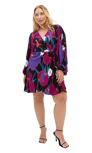 City Chic Plus Size Dress - Kira Etched Print Wrap Mini, 16