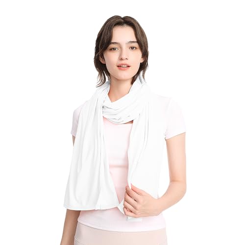 OHGOLF - OHGOLF Women Travel Scarf UPF 50+ Sun Protection Shawl And Wrap Swimsuit Beach Cover Up Cooling Blanket, White, One Size