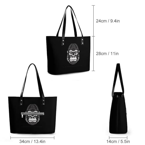 Gorilla Head Women's Leather Handbag Shoulder Bag Tote Purse Bags for Shopping Travel2