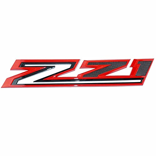 Image of 2X Large Size Z71 RH LH Side Fender Emblem Nameplate Badge Decal Replacement for 2019-2021 Chevy Silverado (Black Red)