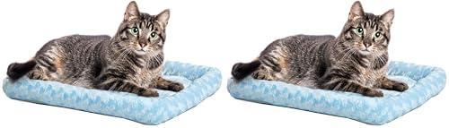 Image of MidWest Homes for Pets QuietTime Fashion XXS Dog Bed - Blue Faux Fur Bolster, Ultra-Soft and Machine Washable, Fits 18-Inch Crates and Carriers, for Small Dogs and Cats (Pack of 2)