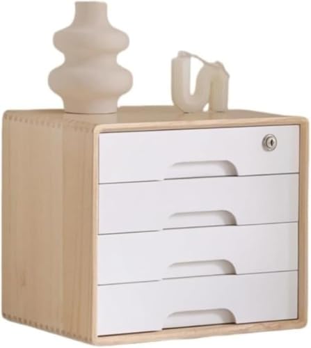 Citybabyファイルキャビネット 木製 レターボックス 引き出し デスクトップラック デスクトップ収納ボックス 小物収納 大容量 鍵付き 食料品 A4トレイ 新聞 雑誌 フォルダー 事務用品 多機能 オフィス 寝室 リビングルーム 収納 (ナチュラル+