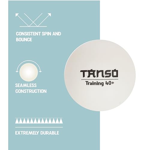Image of Tanso Training Table Tennis Balls High Performance TT Balls (40+ mm TT Balls for Professional Training, ABS Plastic Table Tennis Ball White 6 Pcs, Extremely Durable Ping Pong Ball)