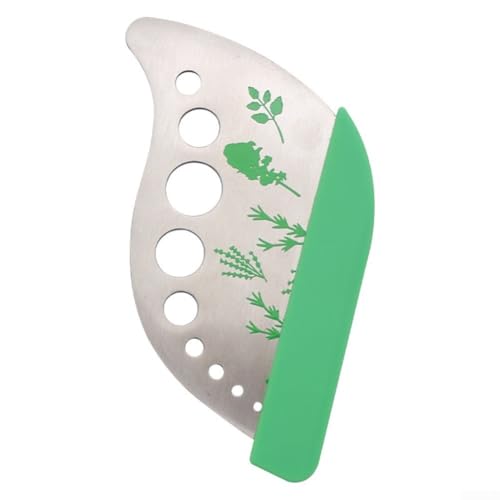 Gdfnmogo Outil à Dénuder Herbes en Acier Inoxydable avec 9 Trous pour Séparateur de Feuilles Gadget de Cuisine 2 en 1 pour Décaper Herbes et Hacher Légumes Avec Support de Protection PP