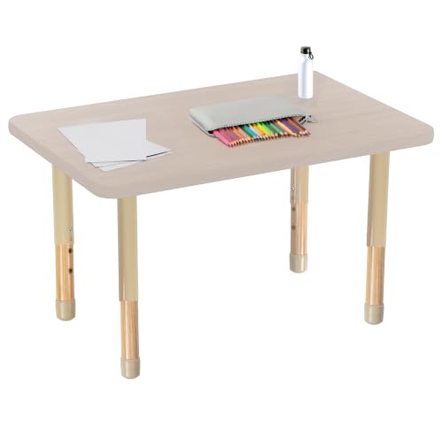 Image of 24 inch x 36 inch Rectangle Kids Classroom Table with Adjustable Chunky Wood Legs