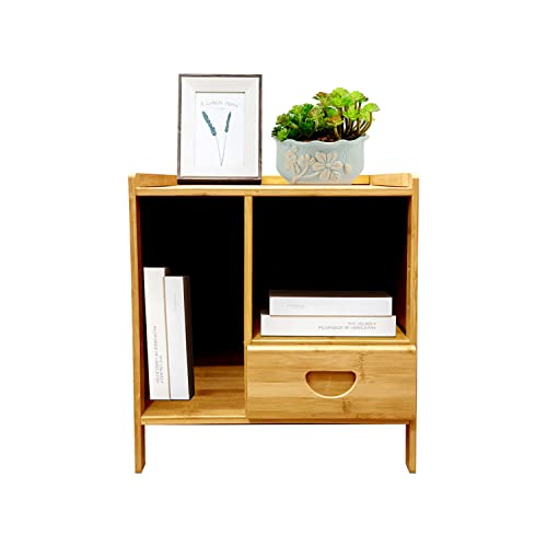 Table de nuit, table de nuit, armoire de nuit, lit à sommier tapissier, table de chevet sur le côté du canapé, table de chevet en bambou avec tiroir et compartiment ouvert (43x30x40 cm) Cover