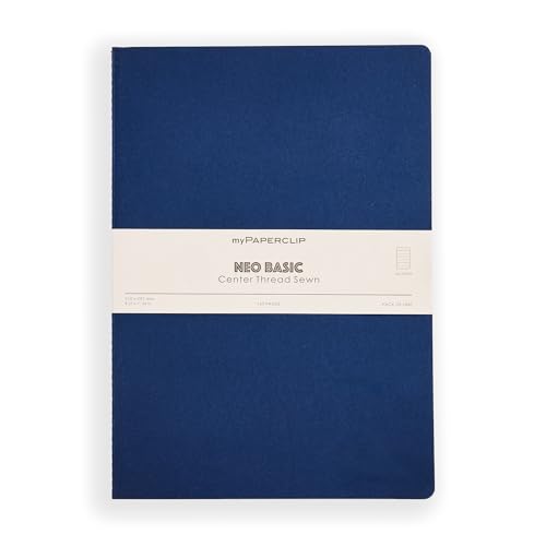 Image of myPAPERCLIP NeoBasic A4 Ruled Notebook | 160 Pages, 80 GSM, 250 GSM Soft Cover, A4 (8.27 x 11.69 in) | Blue