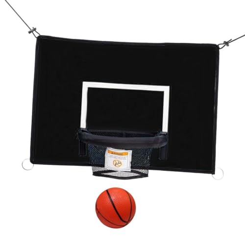 DYNWAVE Trampolines Basketball Hoop Attachment Basketball Goal Basketball Frame Toy Sun Protection Adjustable Ropes for Game Practice Backyard Kids, Black 69cmx48cm