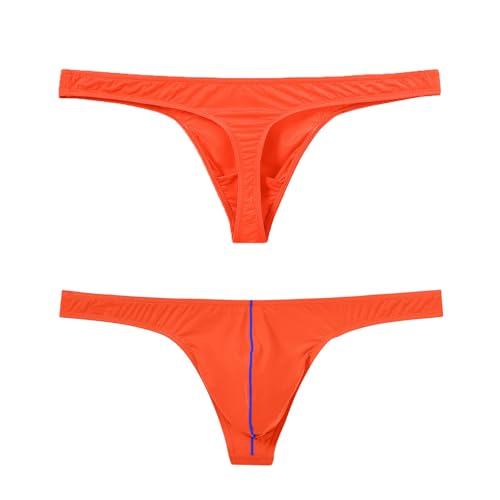 JINSHI Men's Sexy Ice Silk Thong Underwear,Bulge Pouch Stretch G-String,Low Rise Butt-flaunting T Back,Lightweight Thongs